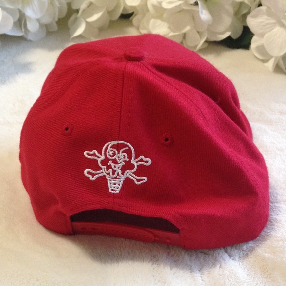 Icecream Red SnapBack Cap w/ White Embroidery - Picture 3 of 9